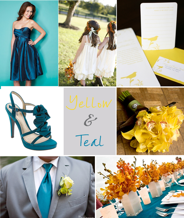 deep teal and yellow wedding ideas
